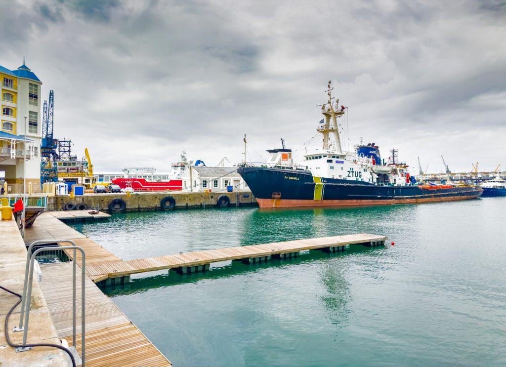 V&a waterfront harbour in cape town, one of south africa's key commercial marine trade centres